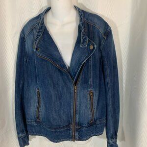 Ladies Gap Jacket Moto Denim Size Medium/Large Dk Indigo